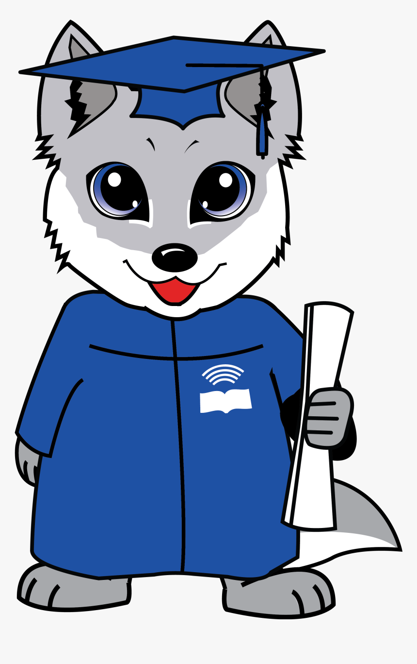 Wolfie In Cap And Gown Image - Cartoon, HD Png Download
