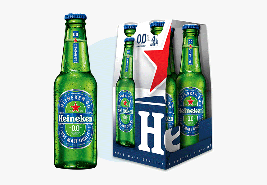 0 4-bottle Pack - 0.0 Heineken, HD Png Download