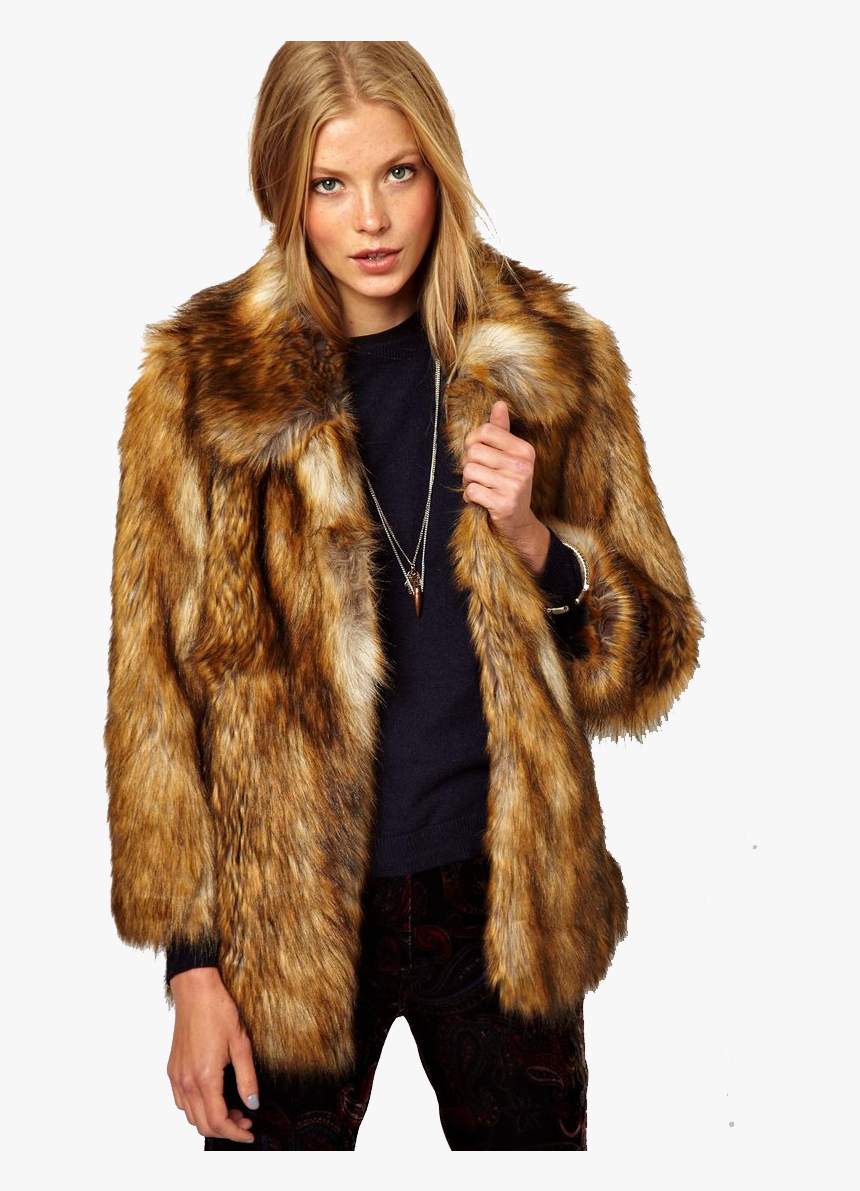 Faux Fur Coat Women Brown, HD Png Download