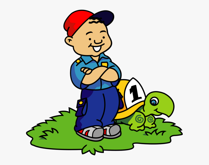 Boy And Turtle Clip Art At Vector Clip Art Online, HD Png Download