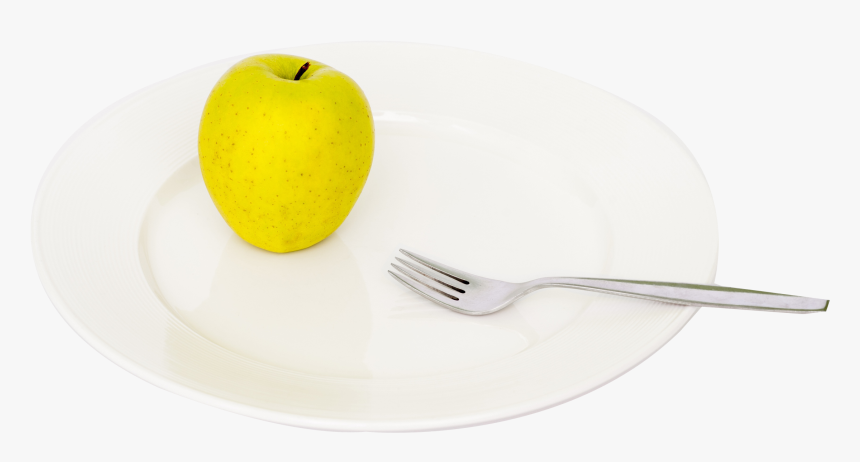 Apple And Fork On Plate Png Image - Plate Png, Transparent Png