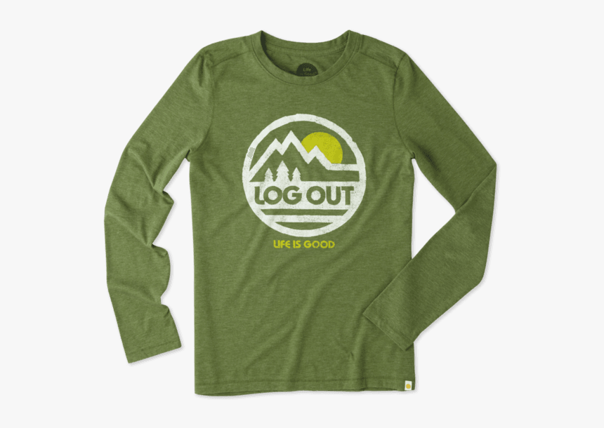 Women S Log Out Circle Mountain Long Sleeve Cool Tee - Long-sleeved T-shirt, HD Png Download