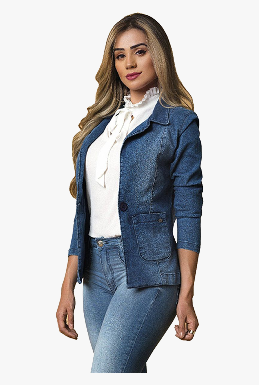 Blazer With Jeans Png Background - Blazer Feminino Jeans Comprar, Transparent Png