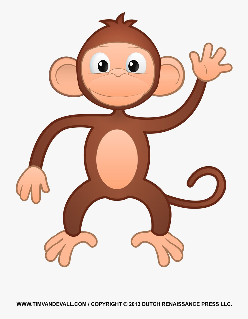 Monkey Printable Clipart Coloring Pages Cartoon Crafts - Monkey Clipart, HD Png Download