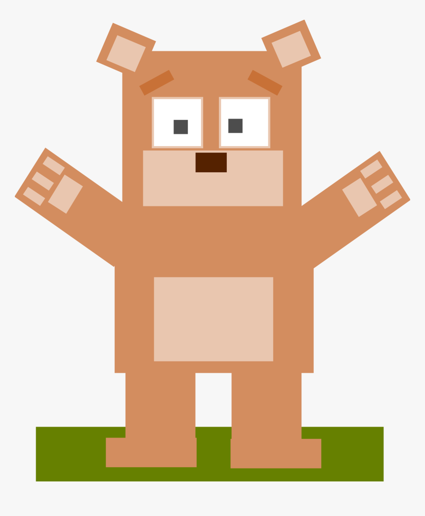 Square Animal Cartoon Bear Clip Arts - Animals Made Of Square, HD Png Download