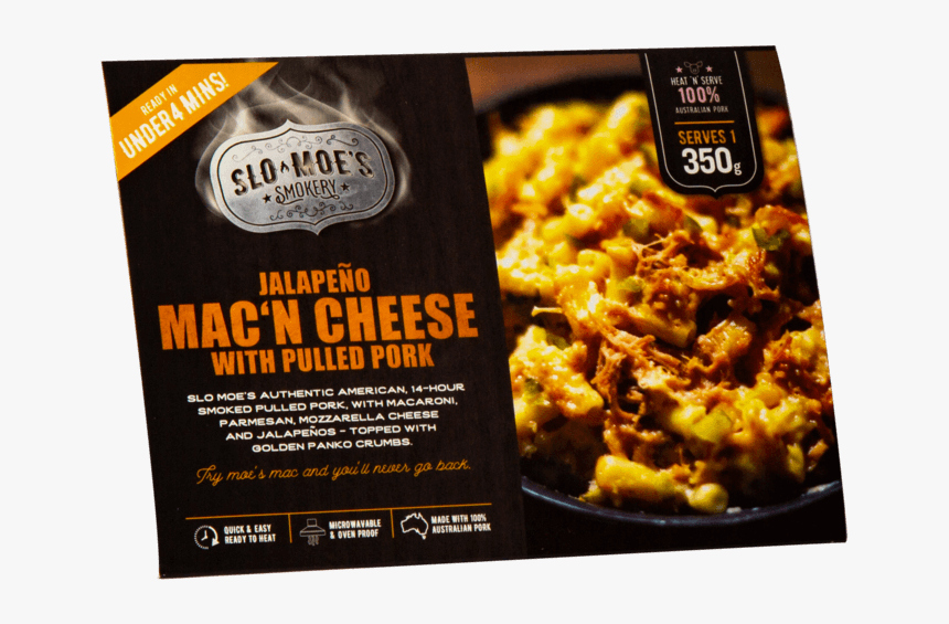 Jalapeno Mac N Cheese With Pulled Pork Insitu Web - Slo Moe's Pork Shoulder 350g, HD Png Download