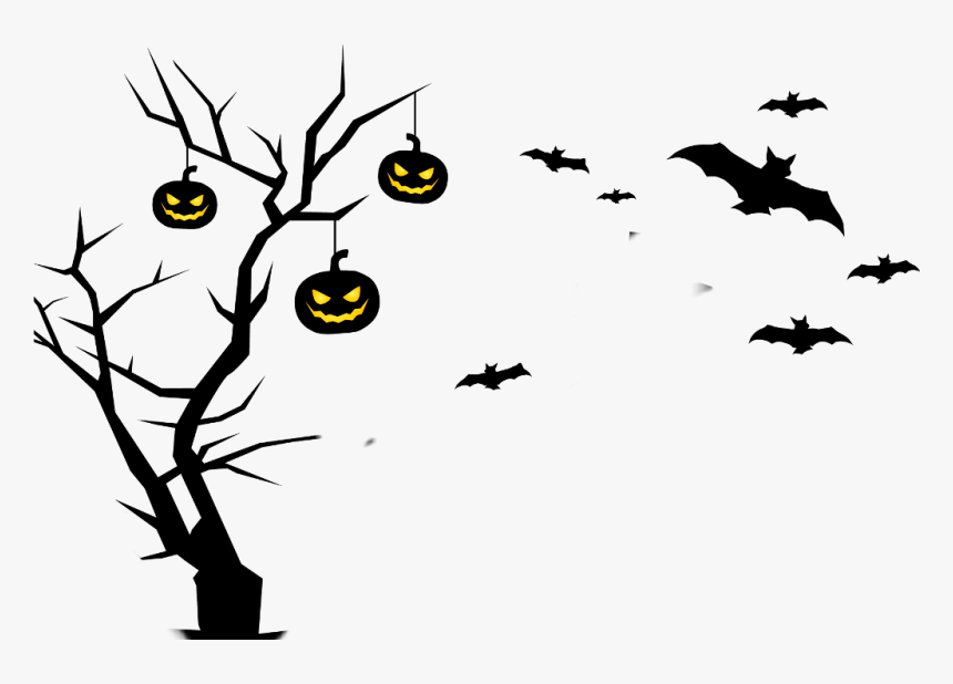 #ftestickers #halloween #pumpkin #bats #tree #bat #happy - Cemetery Clipart, HD Png Download