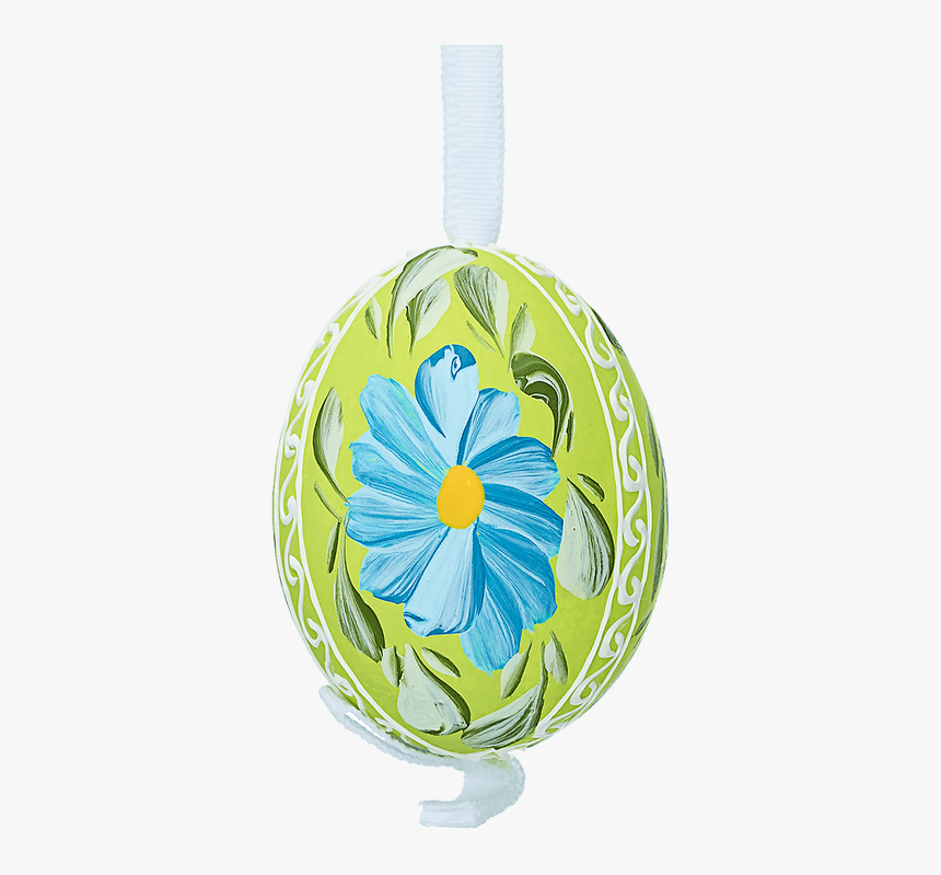 Green Painted Easter Egg With Blue Flowers - Locket, HD Png Download