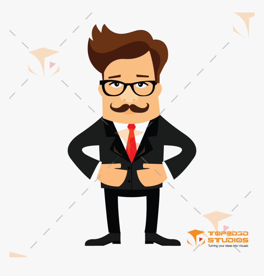 Male Character With Cool Moustaches - 2d Character, HD Png Download