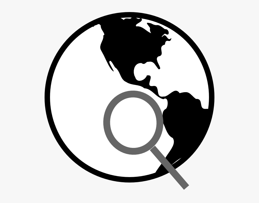 Simple Black And White Earth With Magnifying Glass - Earth Black And White Png, Transparent Png