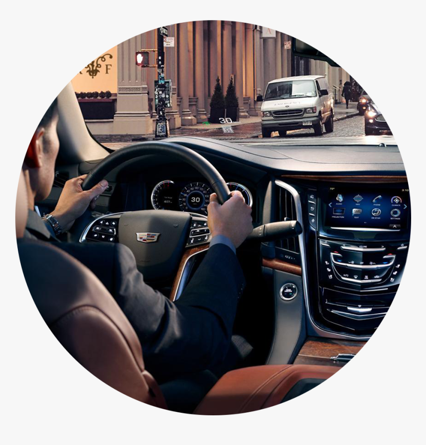 Interior With Man Driving Cadillac - 2019 Cadillac Escalade Inside, HD Png Download