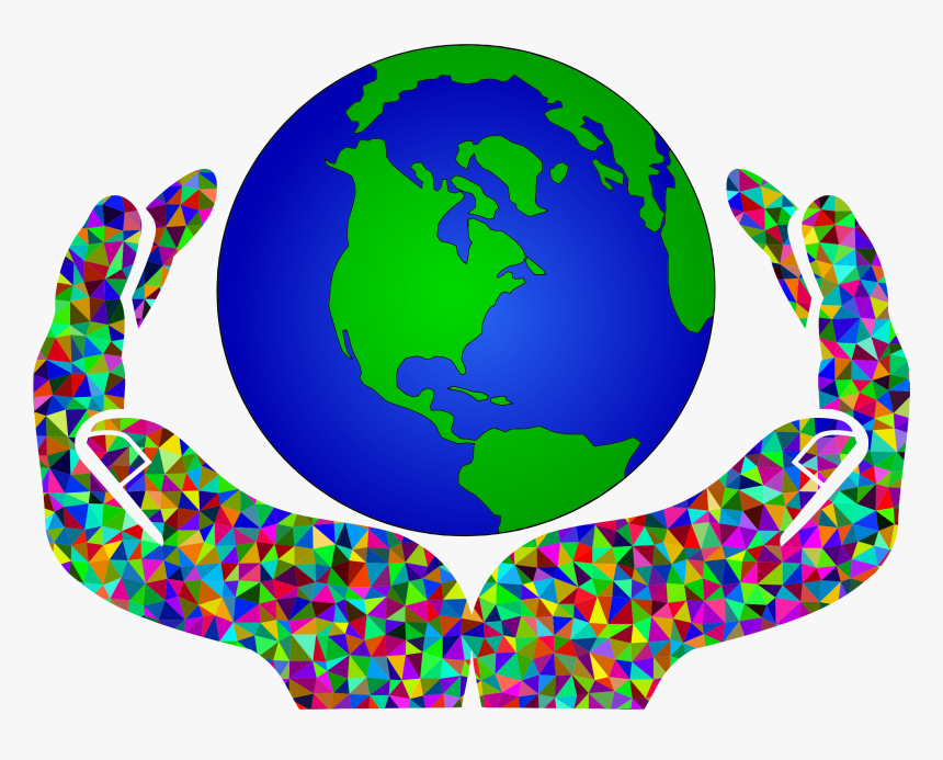 Prismatic Low Poly World In Hands 2 Clip Arts - World Clipart, HD Png Download