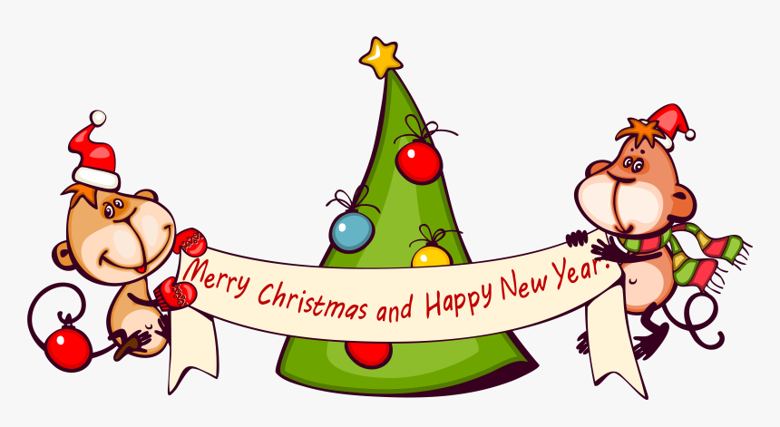 Merry Christmas With Monkeys Png Clipart Image, Transparent Png