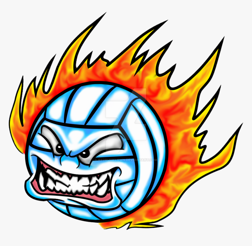 Clipart Volleyball Flame - Fire Ball With Volleyball, HD Png Download