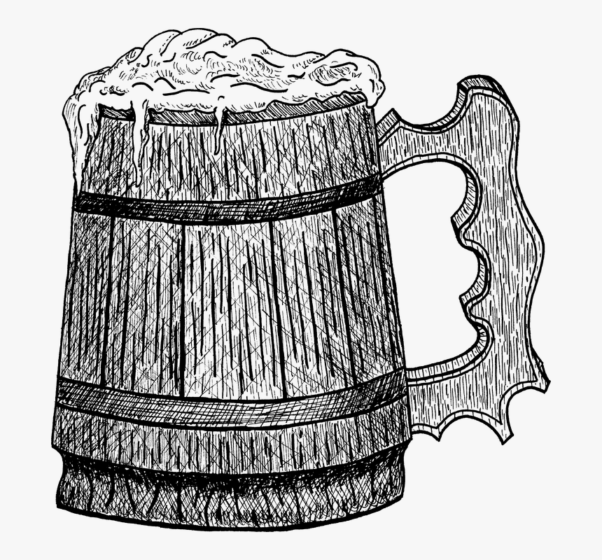 Beer, Mug, Medieval, Alcohol, Sketch, Black And White - Medieval Alcohol, HD Png Download