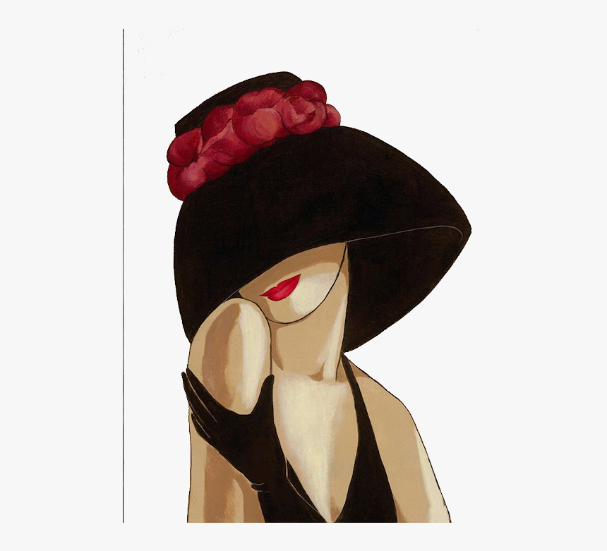 Lady With Hat Drawing, HD Png Download