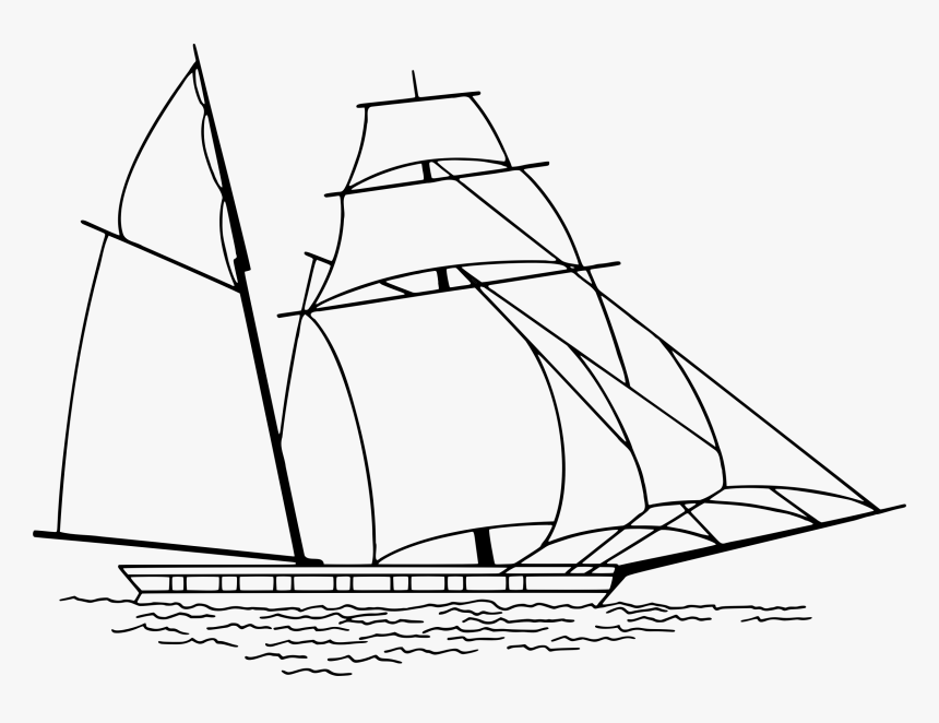 Old Sailing Ship Line Art - Jib Of A Ship, HD Png Download