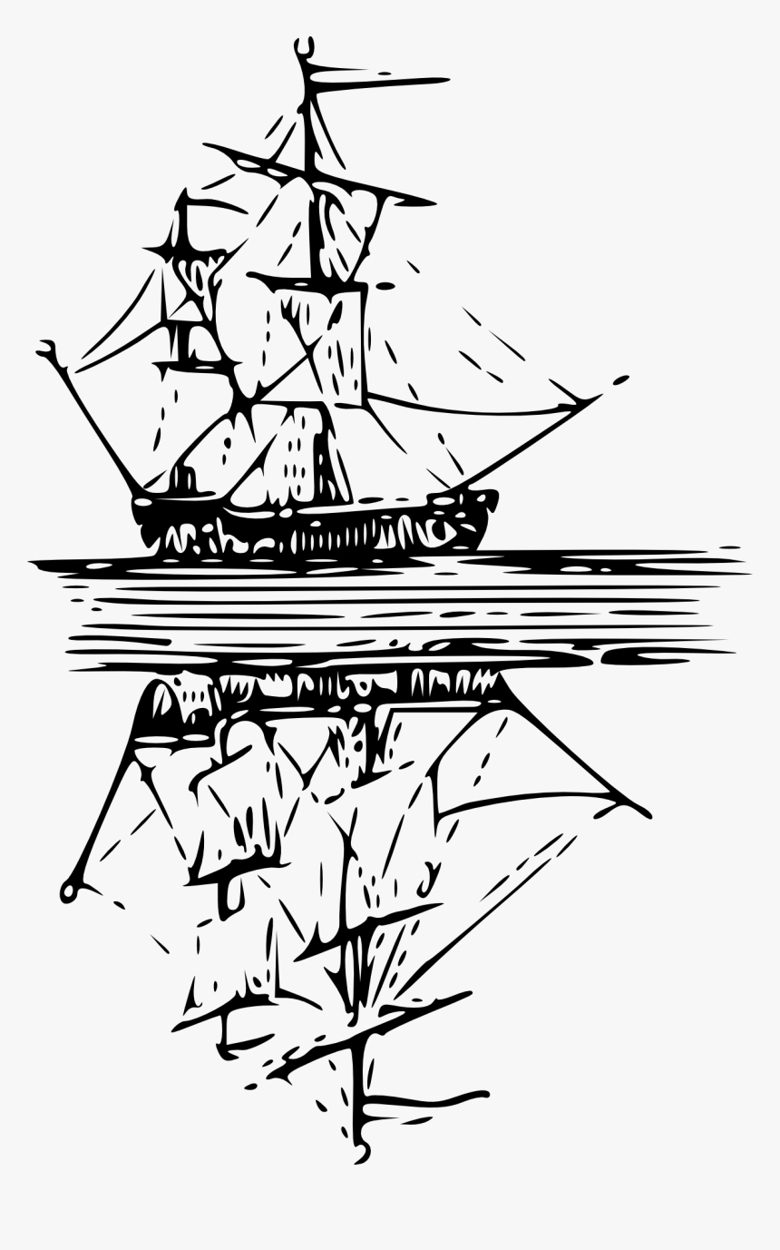 Boat Reflection On Water Drawing, HD Png Download