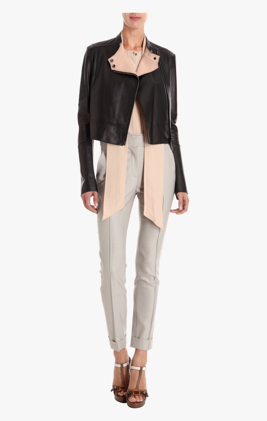 Celebs Cropped Leather Jacket, HD Png Download