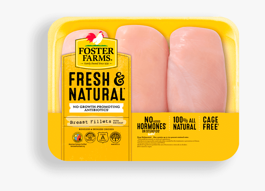 Boneless Skinless Breast Fillets - Foster Farms Fresh And Natural Chicken, HD Png Download