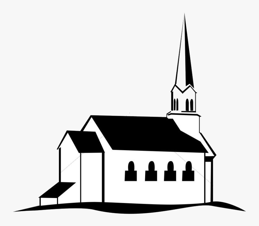 Hill Black And White Church On Clipart Transparent - Black And White Church, HD Png Download