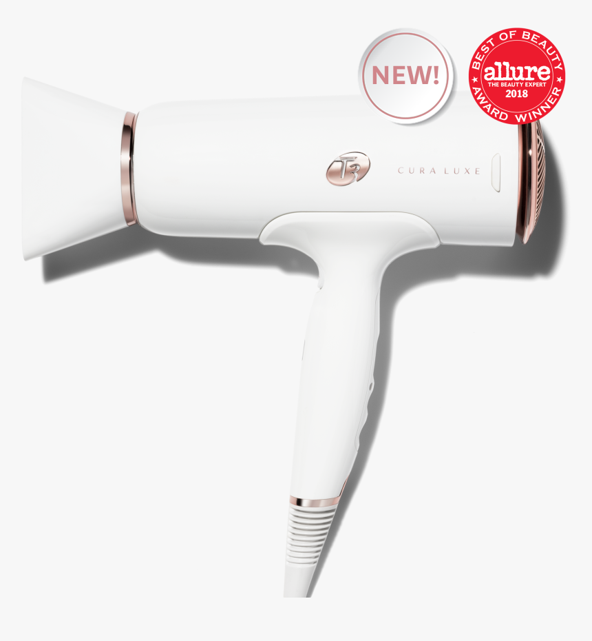 T3 White Chrome Cura Hair Dryer, HD Png Download