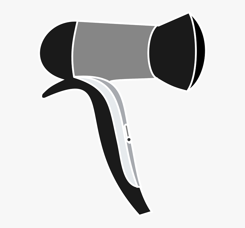 Hair, Dryer, Hair-blower, Black, Gray, Coiffeur - Hair Dryer Clipart Png, Transparent Png