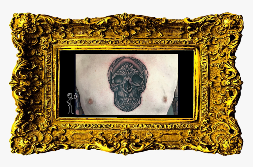Skull Chest Tattoo - Victorian Picture Frame Png, Transparent Png