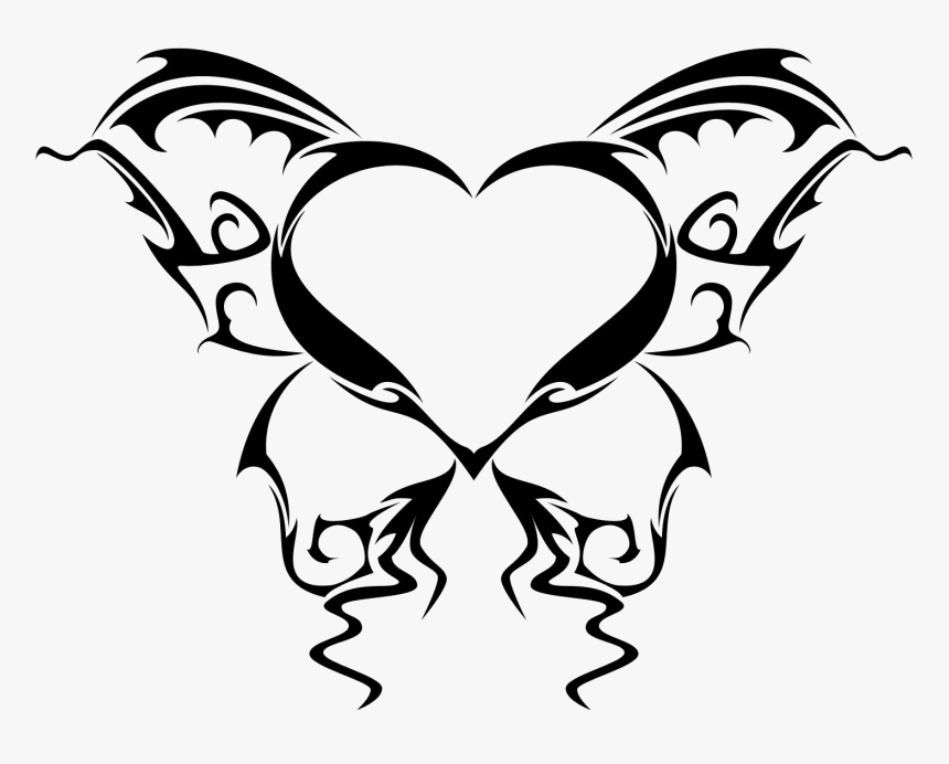 Wings Tattoo Png Picture - Butterfly Heart Tattoo, Transparent Png