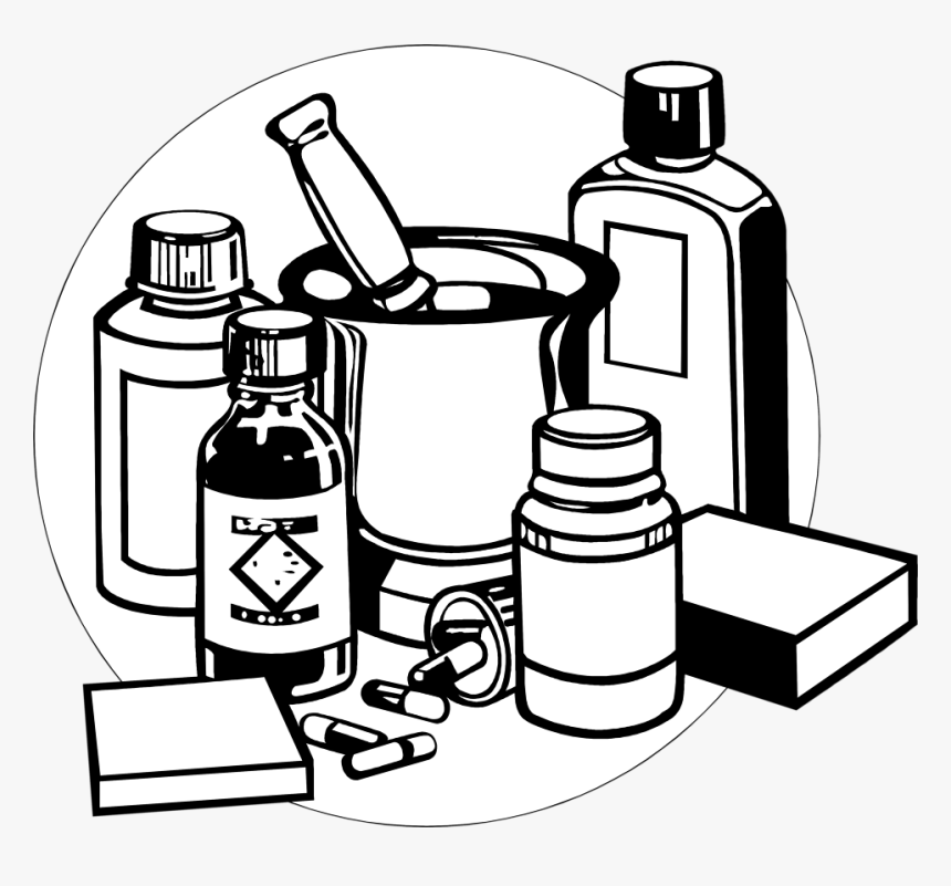 Medicine Bottle Drawing At Getdrawings - Medicine Black And White, HD Png Download