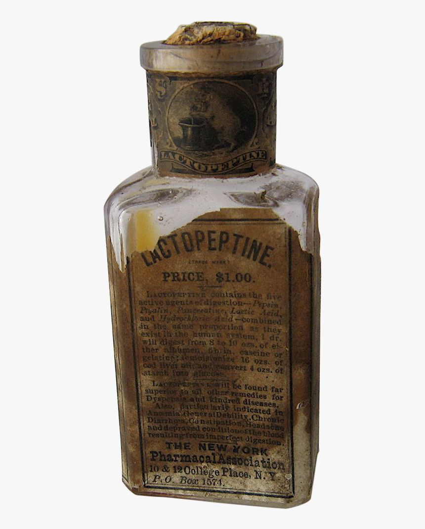 Clip Art Ca Lactopeptine W Label - Glass Bottle, HD Png Download