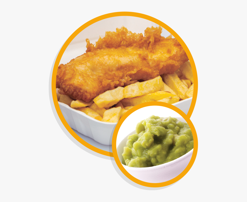 Fish And Chips With Mushy Peas - Fish And Chips, HD Png Download
