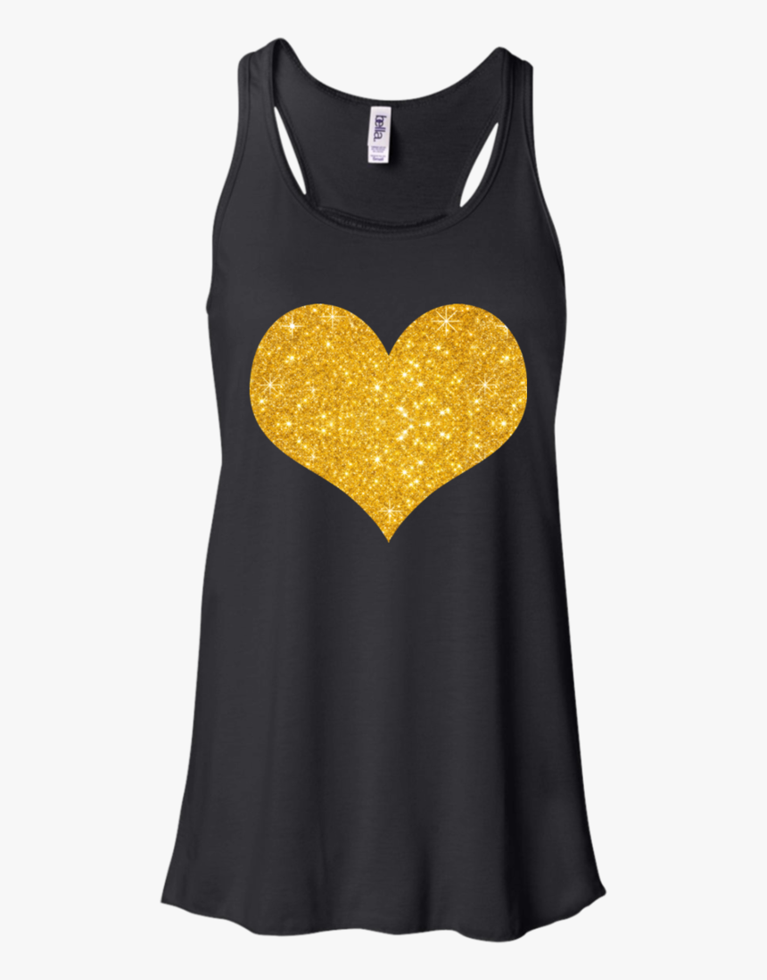 Gold Glitter Heart For Valentine S Day Men/women Tank - Bella + Canvas Women's B8800 Flowy Racerback Tank, HD Png Download