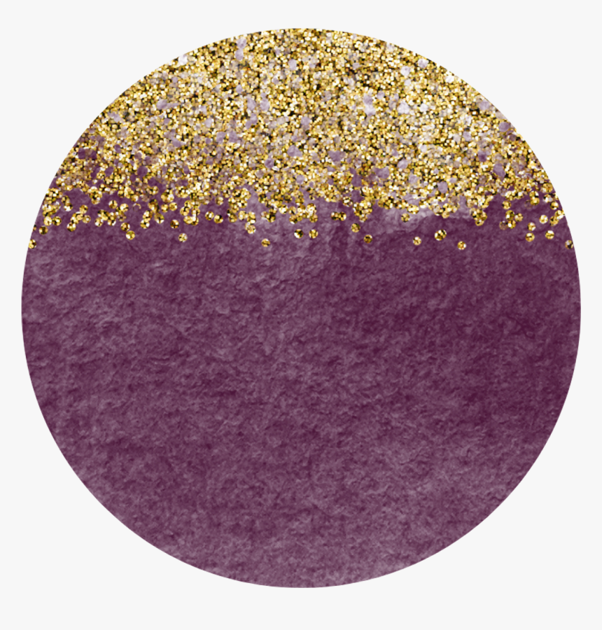 Purple Gold Glitter Circle Confetti Watercolor Watercol - Watercolor Purple And Gold, HD Png Download