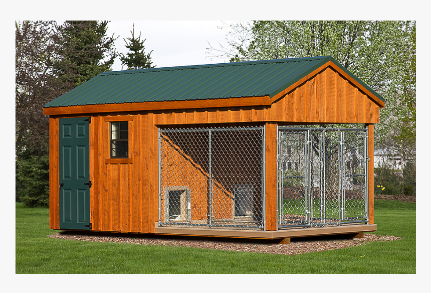 Traditional 2-box Kennel With Stained Pine Siding - Dog Kennel Shed, HD Png Download