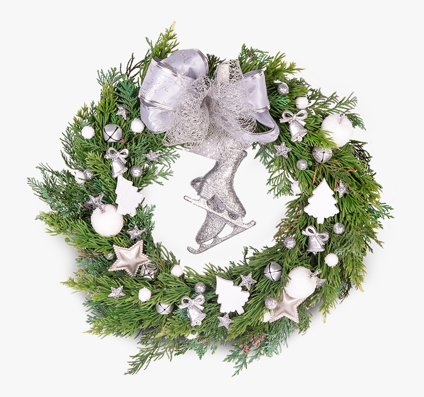 Silver Christmas Wreath, HD Png Download