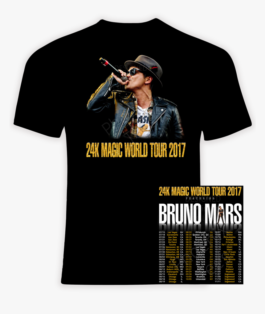 Bruno Mars 24k Magic World Tour 2017 T Shirt, Sizes - Breaking Benjamin Tour Shirts 2019, HD Png Download