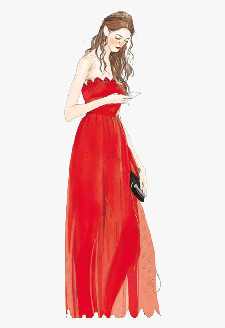 Sketchbook Fashion Look Illustration Phone Model Clipart - Illustration, HD Png Download