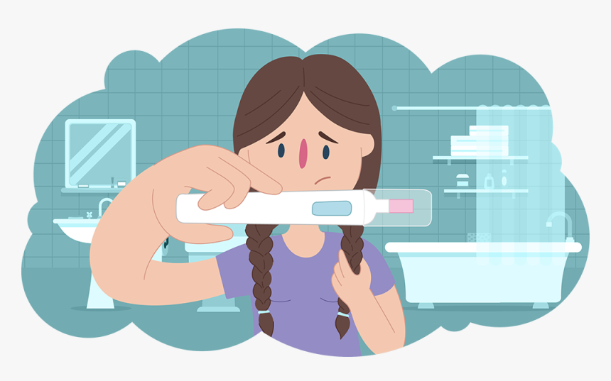 Worried Young Girl Holding Up Pregnancy Test In Bathroom - Pregnant Kidshelpline, HD Png Download