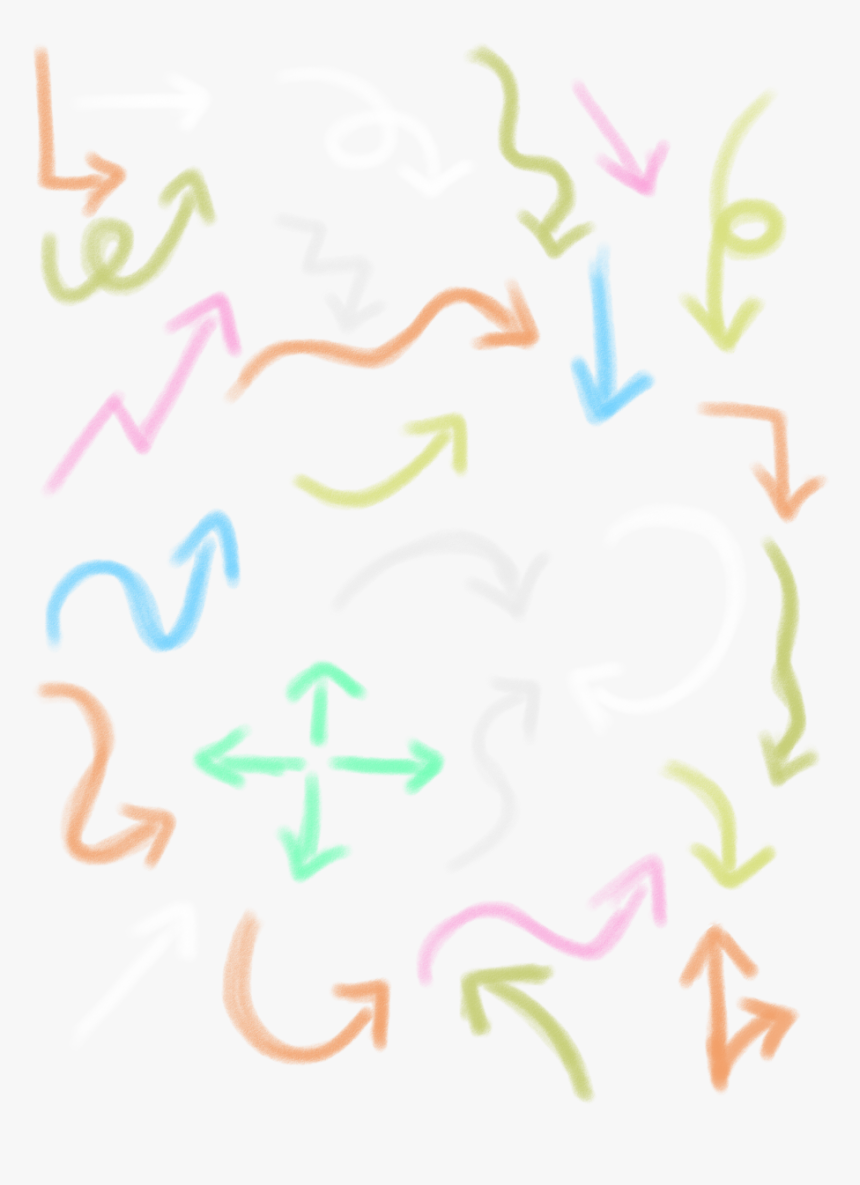 Hand Drawn Arrows Arrow Elements Colorful Png And Psd - Visual Arts, Transparent Png
