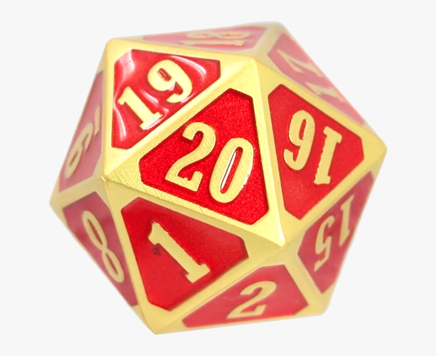 20 Sided Dice Red And Gild, HD Png Download