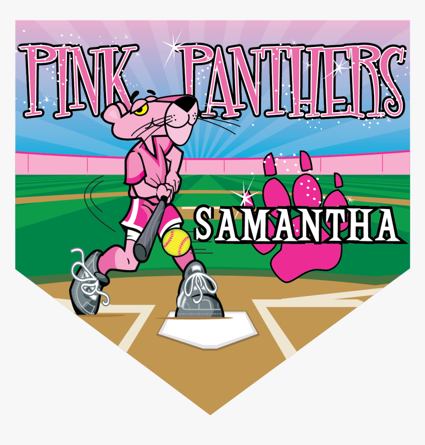 Pink Panthers Home Plate Individual Team Pennant - Cartoon, HD Png Download