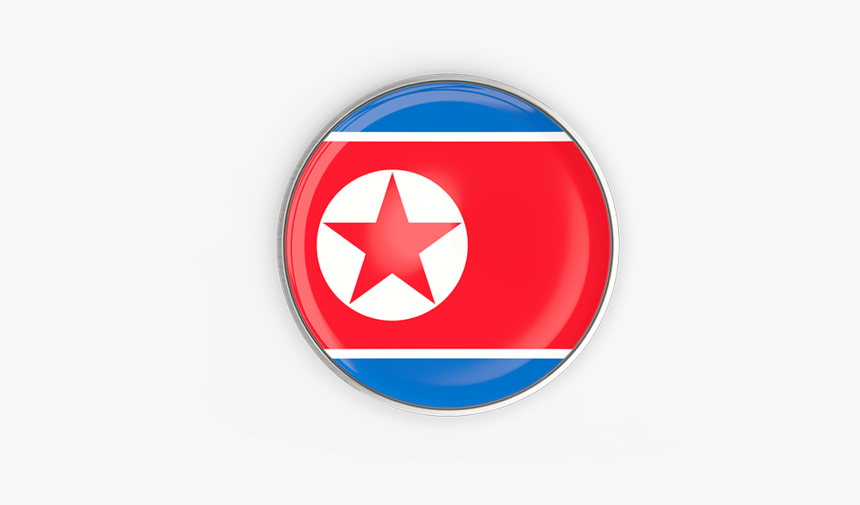 Round Button With Metal Frame - North Korea Flag Png, Transparent Png