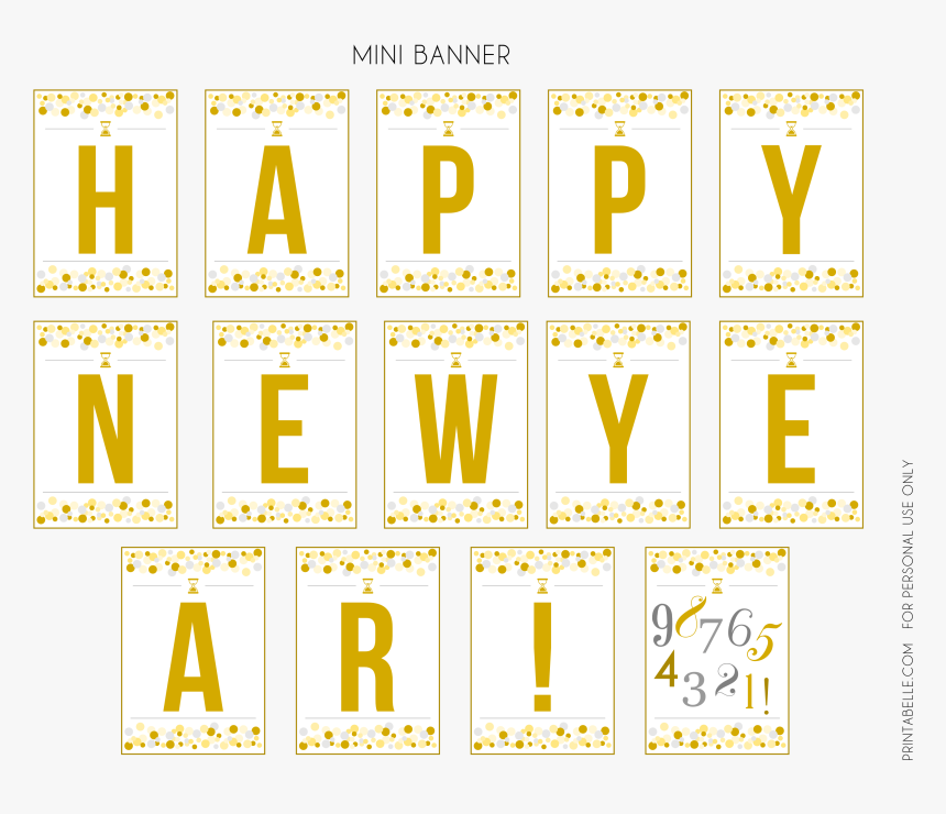 Happy New Year Banner Printable - Printable New Year Banner, HD Png Download