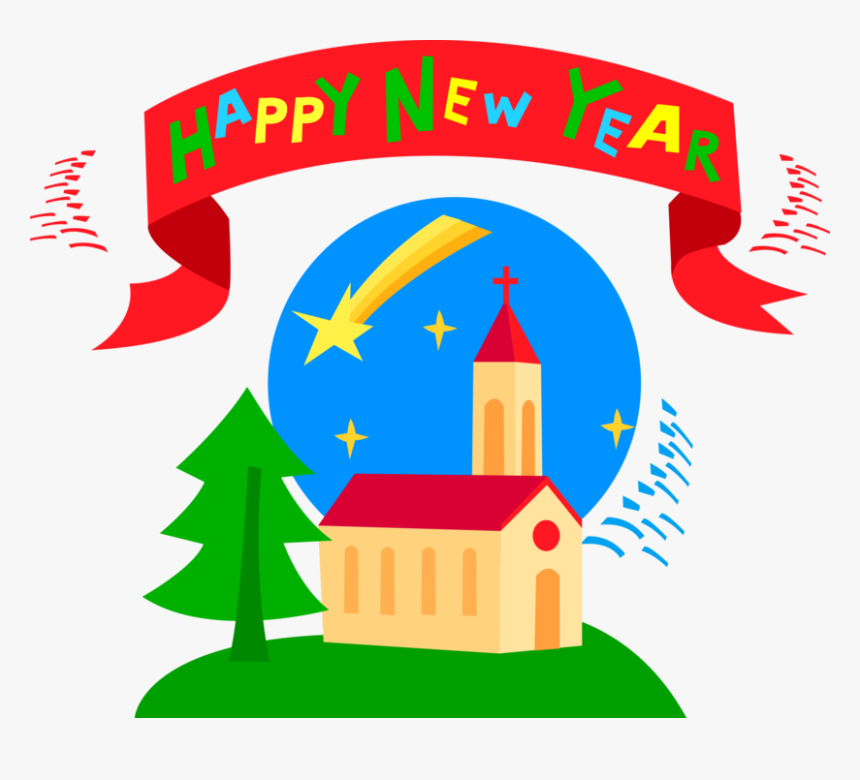Vector Illustration Of Happy New Year Banner With Christian - Happy New Year, HD Png Download
