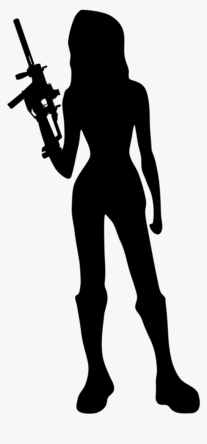 Transparent Background Girl With Gun Silhouette, HD Png Download