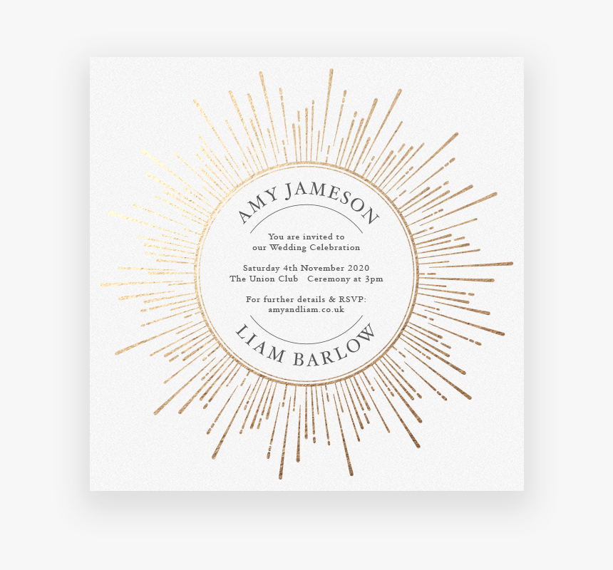 Sunburst Wedding Invitation - Circle, HD Png Download