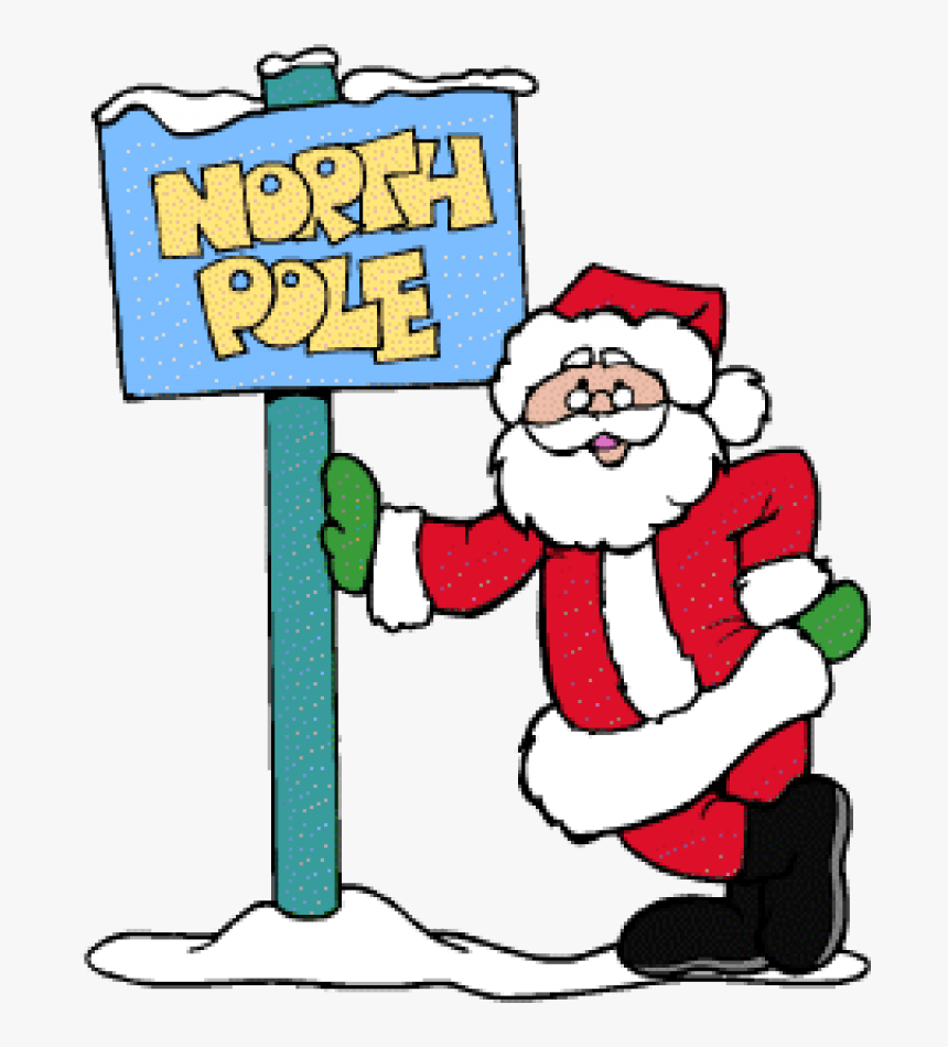Santa S Pole - Santa At The North Pole Clipart, HD Png Download