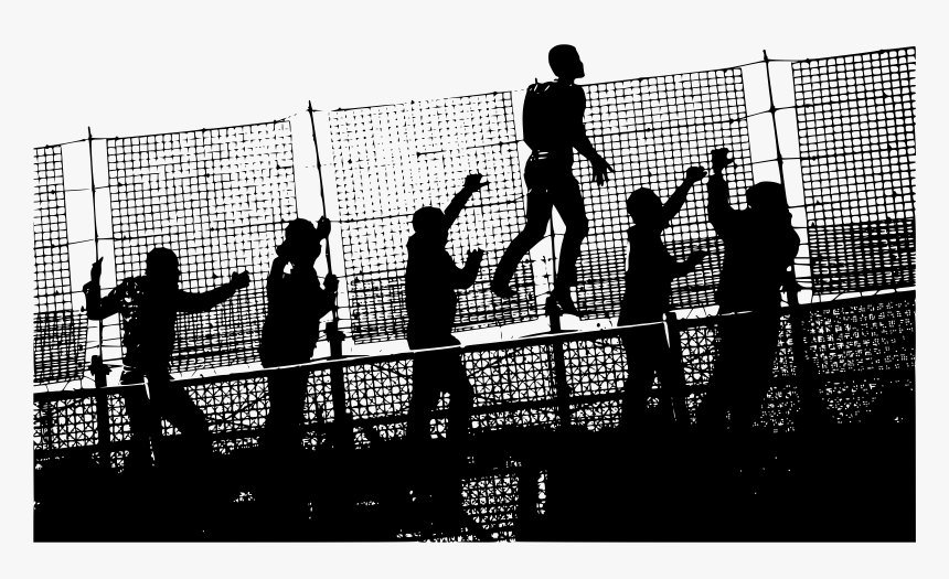 Africans Climbing Fence Into Europe Clip Arts - People Climbing Over Fence, HD Png Download