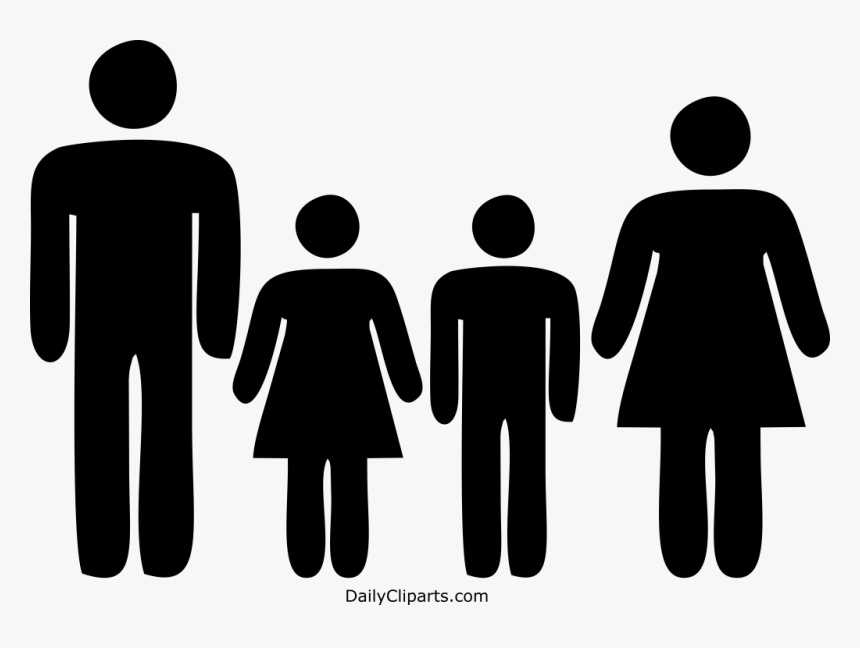 Father Daughter Son Mother Family Black Icon - Man Woman Icon Png, Transparent Png
